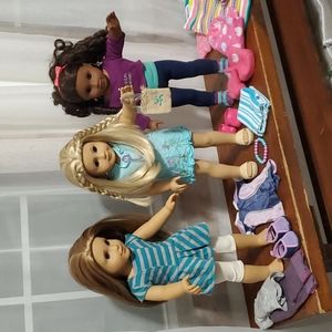American Girl Dolls lot of 3, lot clothes, 3 books.  McKenna, Kailey, Gabriella